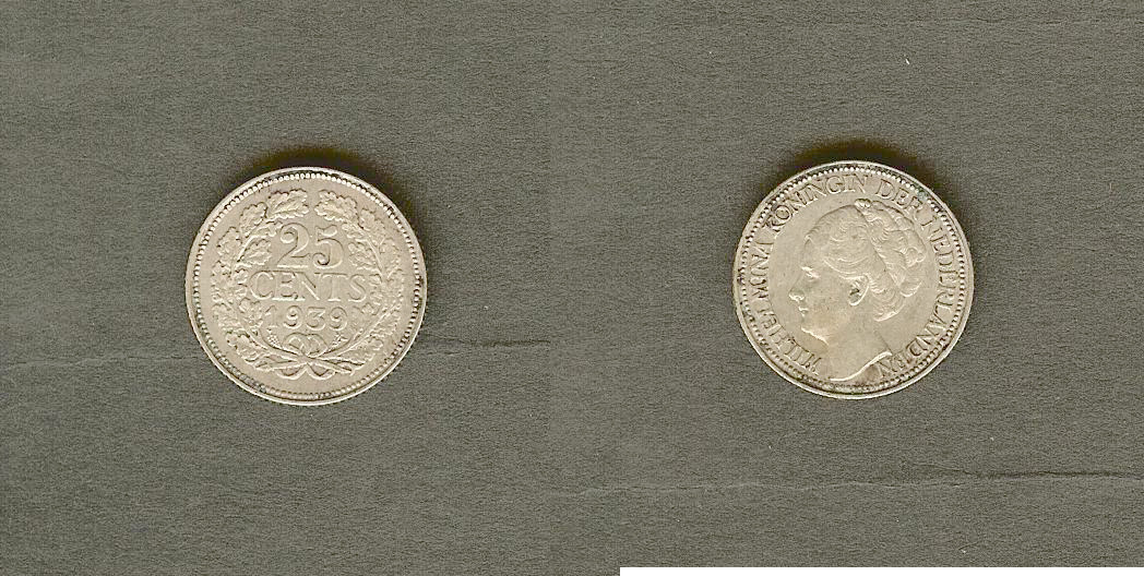 PAYS-BAS 25 Cents 1939 SUP